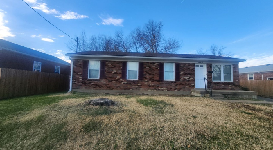 Renovated 4 bedroom 1.5 bath home with fresh paint, new kitchen, new flooring, and basement for storage