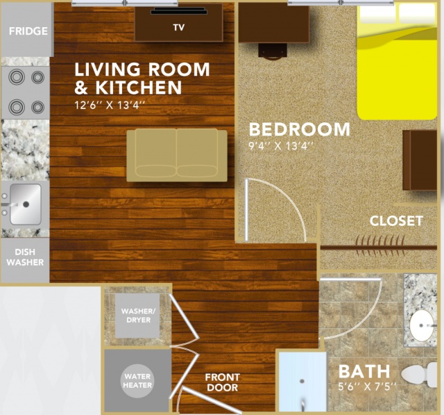 Private 1 bedroom, 1 bathroom apartment in 8N Lofts