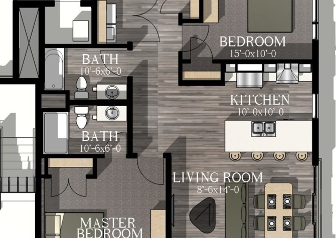 Apartments Near The Escanaba | Two Bedroom Two Bathroom